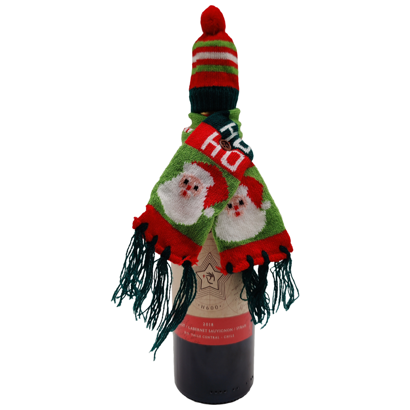 Christmas gift acrylic LED mini scarf and hat wine bottle decorations